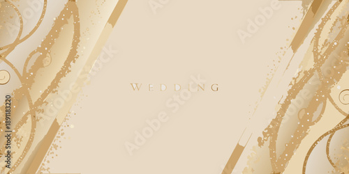 Elegant gold and beige wedding invitation background with sparkling details