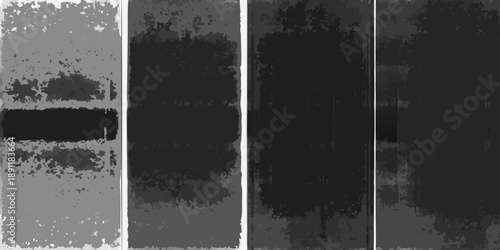 Four vertical panels displaying varying shades of gray and black textures