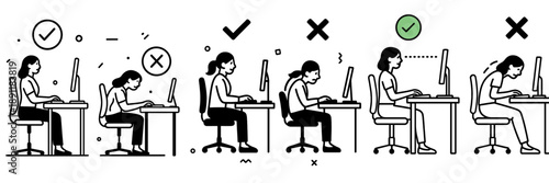 Guidelines for maintaining proper posture while working at a desk