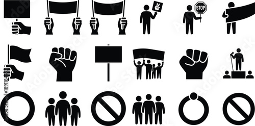 Silhouettes of Freedom Concept Fist with Peace Justice