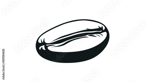 Black Coffee Bean Illustration on White.