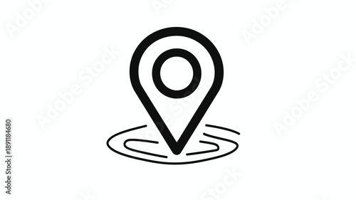 Black Location Pin Icon on White.
