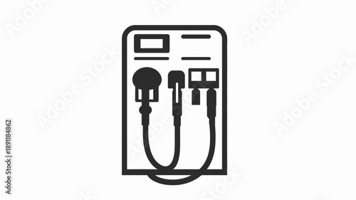 Electric Car Charging Station with Cables.
