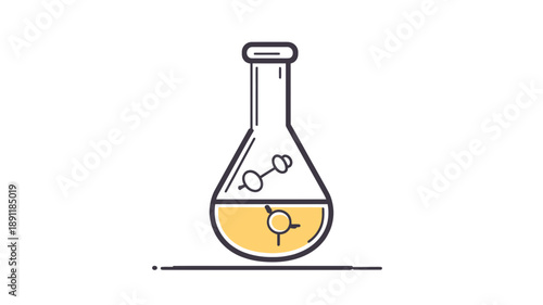 Laboratory Flask with Yellow Liquid Contents.