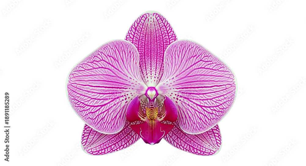 Fototapeta premium Close-up of a Pink Orchid Flower with Striped Petals