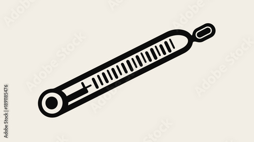 Simple Black and White Thermometer Icon.