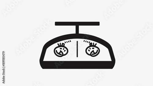 Simple Black Bathroom Scale Icon Design.