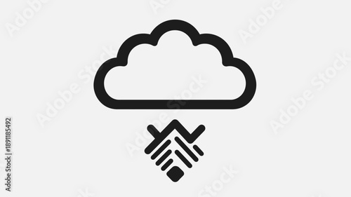 Simple Black Cloud and Rain Icon.