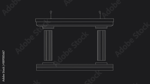 Simple Line Drawing of a Mantelpiece.