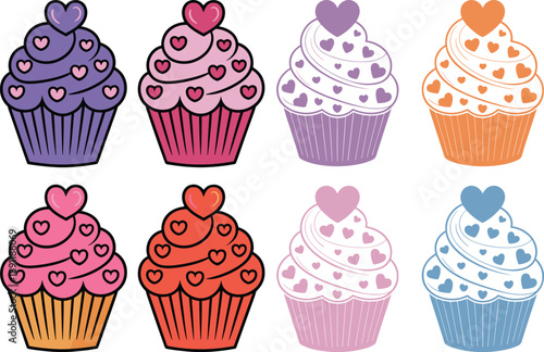 Cupcake Bakeshop Design. Bakery Food Illustration, vector