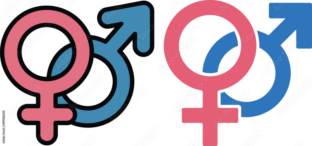 Obraz premium Gender symbol. Male and female sign. Vector flat