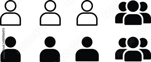 User icon set. Line and glyph user avatar. Profile user icon. User Icon, Member Login icon, Multi icon