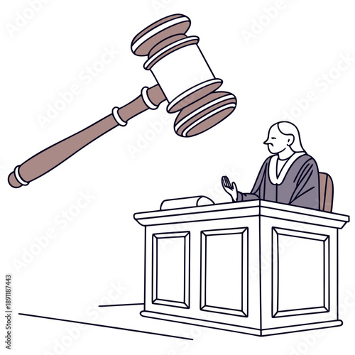 Judge banging gavel on desk in courtroom justice