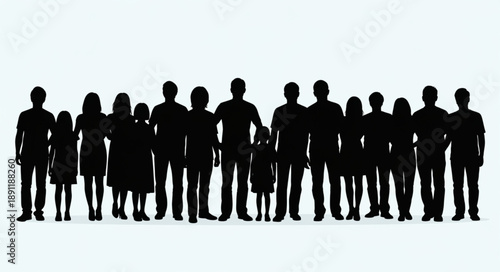 Diverse Group of People Silhouettes Standing Together.