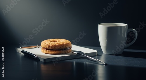 Cookie on Notepad and Coffee Cup