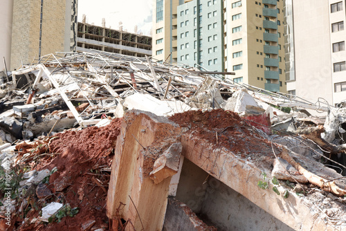 Fotografi The Remains of The Torre Palace Hotel in Brasilia that was demolition in a contr