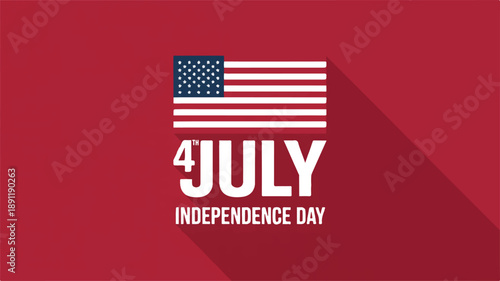 A patriotic illustration of the American flag and Independence Day text on a red background viewed directly