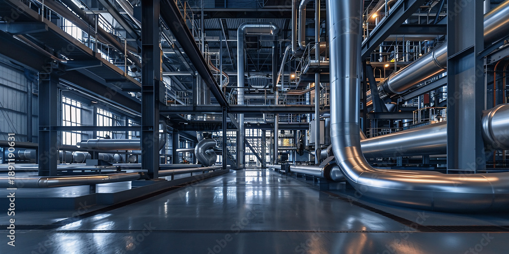 Fototapeta premium Industrial plant, modern production process and details on the factory floor