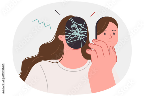 Woman with psychological disorder that causes chaos in head needs medication to concentration