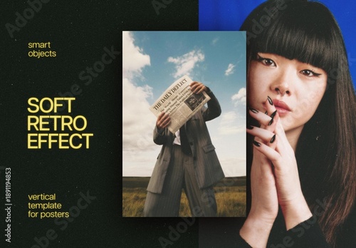 Soft Retro Poster Photo Effect Mockup