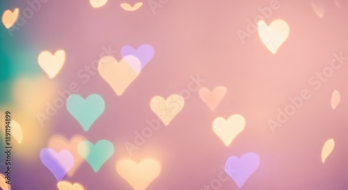 Romantic valentine's day bokeh with heart shapes for love and celebration