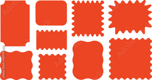 Dynamic selection of orange wavy and jagged shapes providing versatile frames and tags