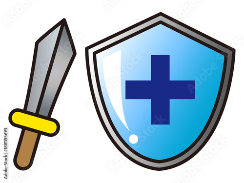 剣と盾のアイコンイラスト素材2