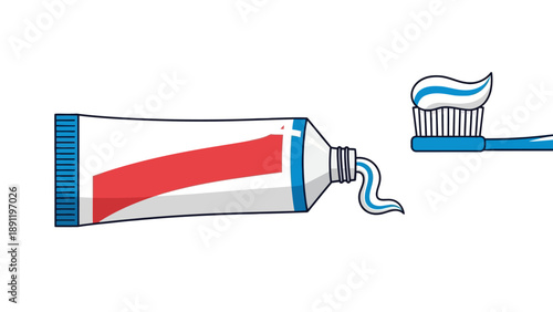 Toothpaste tube squeezing out toothpaste onto a toothbrush