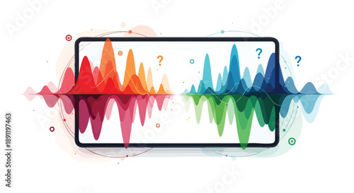 The Abstract Representation of AI Integration with Sound Waves, Visualizing Data Transfer and Information Exchange with Digital Technology