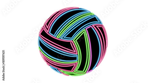 Volleyball with neon outlines on a white background