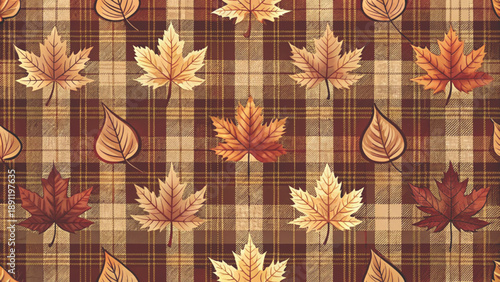 autumn plaid fabric pattern cozy warm fall colors vector background 