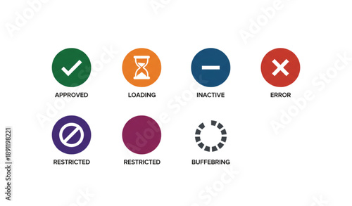 Minimal Status Indicator Icons Glyph Style for Web App and Internet Interface Vector