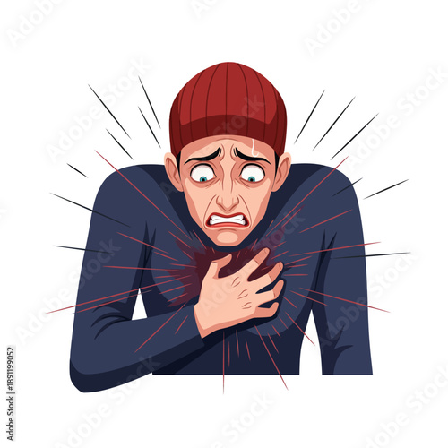 Man experiencing severe chest pain and discomfort