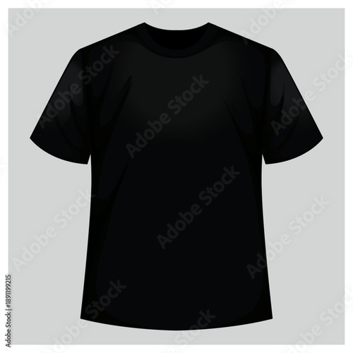 Basic black t-shirt isolated on white background, Vector