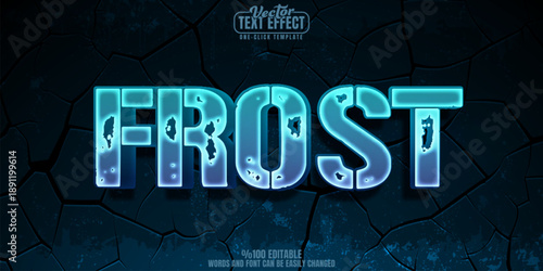 Frost editable text effect, customizable ice and snow 3d font style