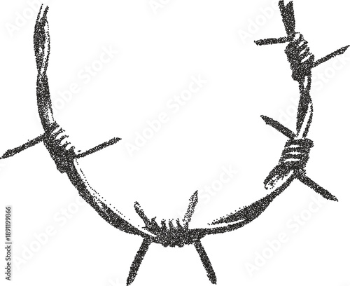 Spike retro y2k stipple design barbed halftone brutalist urban vector png with clear background, wire 2000s photocopy grunge tattoo gen z effect