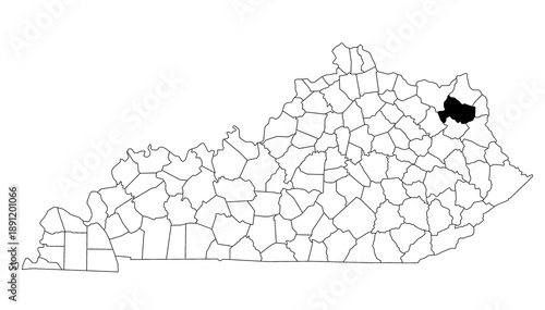 Foto Map of Carter County in Kentucky state on white background