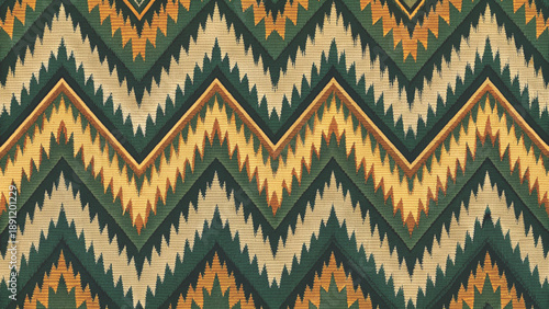 dark indigo ikat pattern border threads traditional woven textile texture vector background 
