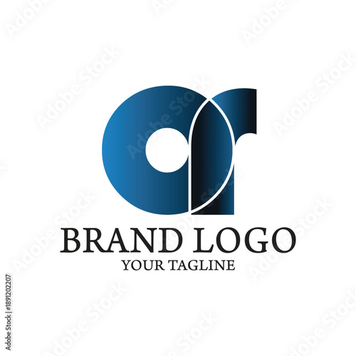 Brand Logo Design with Gradient Blue Circular Letterforms and Placeholder Text