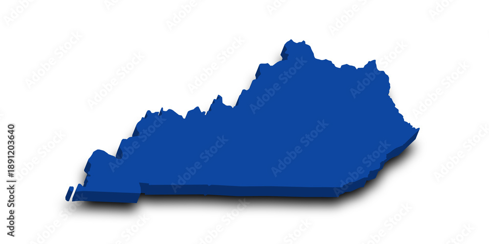 Naklejka premium Kentucky map. 3d Map of Kentucky state with color. United State of America, US, United State