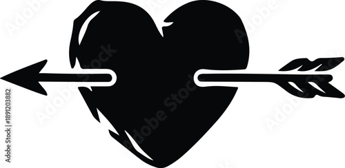 Heart pierced by arrow symbolizing love and passion.