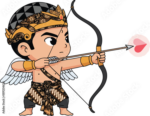Chibi Cupid character aiming a bow and arrow with heart.