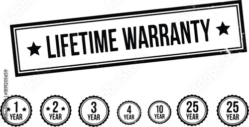 Lifetime Warranty Stamp and Year Icons.