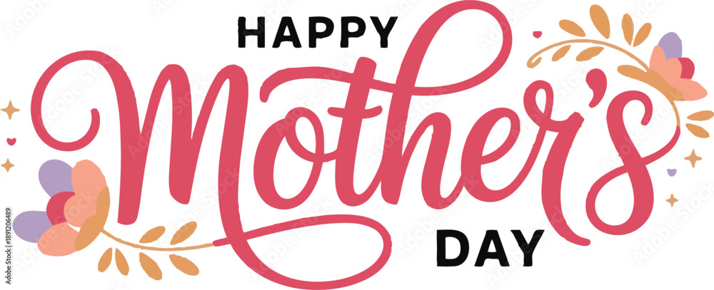 Obraz premium Happy Mother's Day card with modern calligraphy