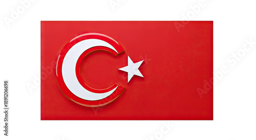 3D render of the Turkish flag with a crescent moon and star