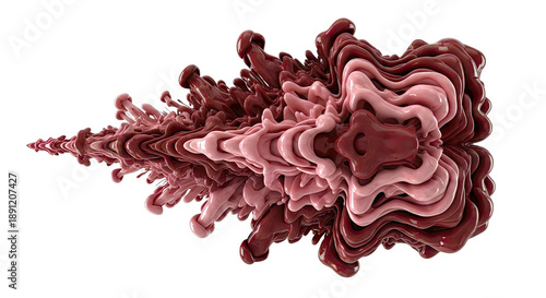 Abstract Fluid Sculpture in Shades of Red and Pink