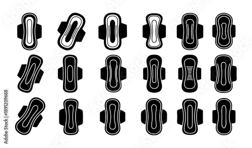 Simple sanitary napkin silhouette flat icons vector illustration isolated on white