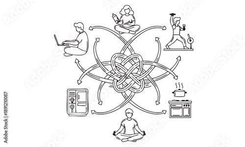 Interconnected Activities of a Balanced Lifestyle Illustration