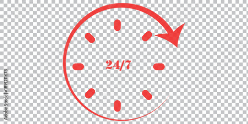 24/7 set icons . 24 hours 7 days in week service . Always open icon