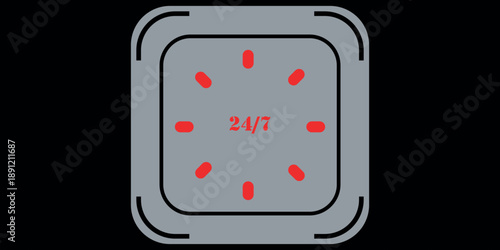 24/7 set icons . 24 hours 7 days in week service . Always open icon